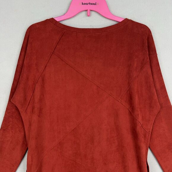 Soft Surroundings Sweater Womens Medium Red Faux Suede Tunic Pockets Cozy Fall - Picture 8 of 14
